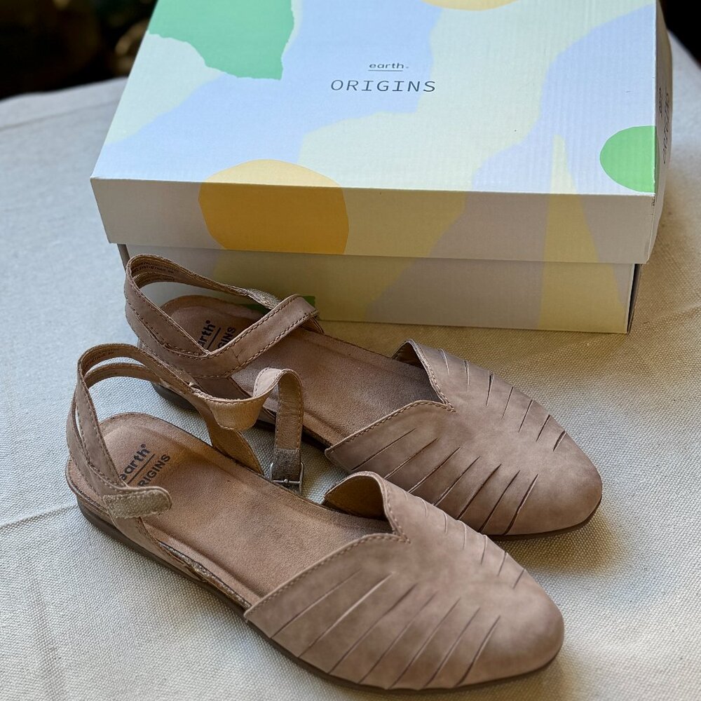 Earth Origins Palomos Peyton Coco Leather Slingback Sandals – Size 8